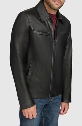 Andrew Marc Gosford Lambskin Leather Jacket in Black at Nordstrom, Size Medium