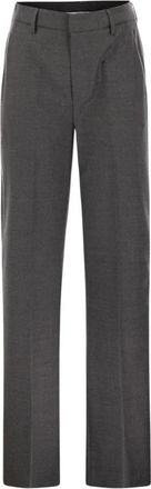 Dondup Janice Wijde Pijpen Pantalon - Dames - Wijde Broeken - Grijs - XL - Wol - Broeken