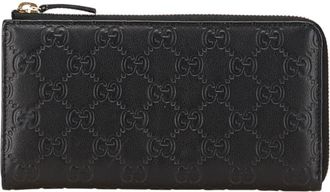 Gucci Guccissima Black Leather Long Wallet (Bi-Fold) (Pre-Owned)
