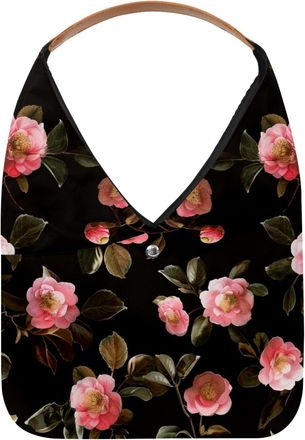 Generic Pink Camellias Reusable Lightweight Grocery Bags - Foldable Into Compact Pouch, Washable & Sturdy, Multipurpose for Shopping and Travel