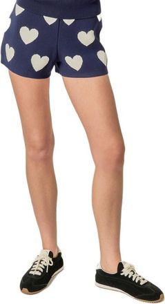 English Factory Heart Pattern Sweater Shorts in Navy/White at Nordstrom, Size X-Small