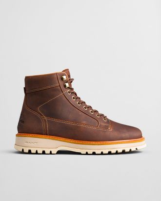 GANT Men Clafton Leather Lace-Up Boots (43) WHISKEY BROWN