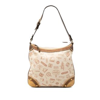 Loewe Pre-owned Loewe 160th Anniversary Suede Trimmed Canvas Shoulder Bag Ladies D1ZBODYC8AP8ZY2G