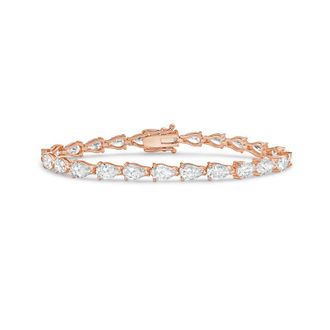 Diana M. Jewels 14kt Rose Gold 21cts Lab Grown Pear Diamond East-West Tennis Bracelet