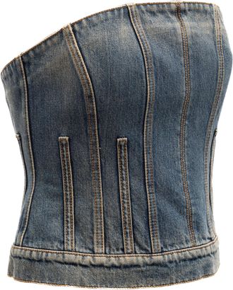 Alexander McQueen Denim Corset-Construction Jacket - Blue