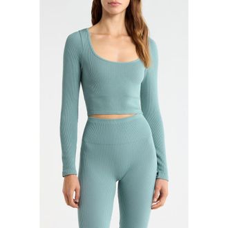 Lunya Seamless Flow Long Sleeve Pajama Top in Musing Moss at Nordstrom, Size X-Small