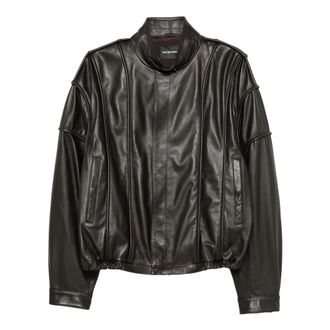 Emporio Armani Jassen, Heren, Bruin, L, Leer, Blouson Jas