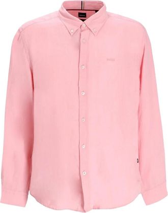 HUGO BOSS H Roan BD Shirt - Heren - Casual Overhemden - Roze - L - Linnen - Overhemden