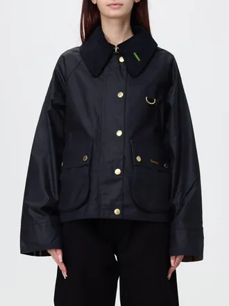 Barbour Modern Spey Cropped Waxed Cotton Jacket with Velvet Collar