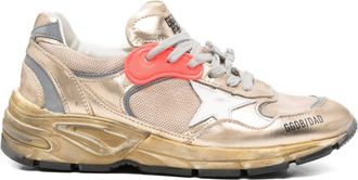 Golden Goose Metallic Gold Distressed Vintage Sneakers