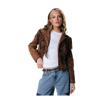 Colourful rebel Gigi Fringe Cropped Blazer - Dames - Jassen - Bruin - Maat: M Poliester