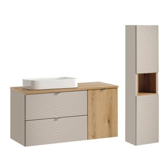Petits Meubles Set de muebles con lavabo cesto ropa y columna estratificado 120.4cm