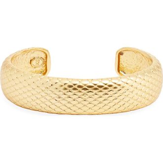 Karine Sultan Snakeskin Textured Cuff Bracelet in Gold at Nordstrom