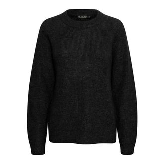 Soaked In Luxury Black Raglan Pullover with Puffed Sleeves - female - Soaked in Luxury - Round-neck Knitwear - Black - 2XL - Knitwear