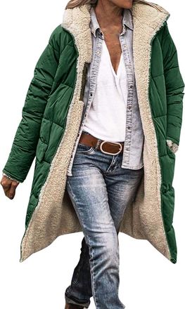 Generic Parka Jacket Womens Long Winter Coats for Women Uk Waterproof Fleece Faux Fur Lined Quilted Ladies Parka Puffer Jackets with Hood Warm Plus Size Fashi