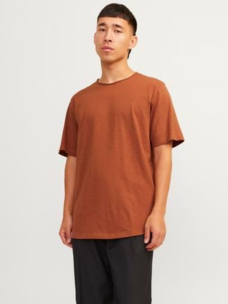 Jack & Jones Rundhalsshirt JACK & JONES JJEBASHER TEE O-NECK SS NOOS, Herren, Gr. XS, braun (mocha bisque), Jersey, Obermaterial: 100% Baumwolle, unifarben, regula