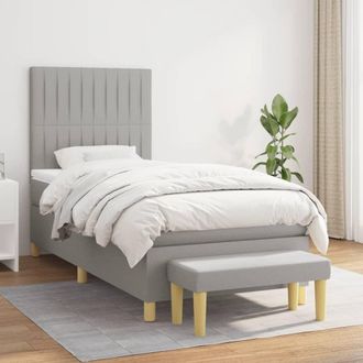 vidaXL Vidaxl - Cama Box Spring Con Colch&oacute;n Tela Gris Claro 90x190 Cm