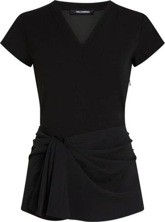 Karl Lagerfeld V-hals top - Dames - Blouses - Zwart - S - Overhemden