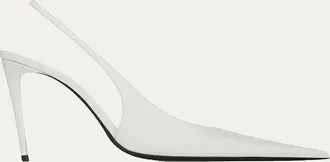 Saint Laurent 75mm Guermantes Leather Slingback Pumps