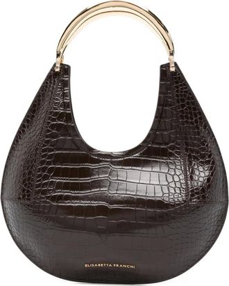 Elisabetta Franchi Borsa tote con effetto coccodrillo - Marrone