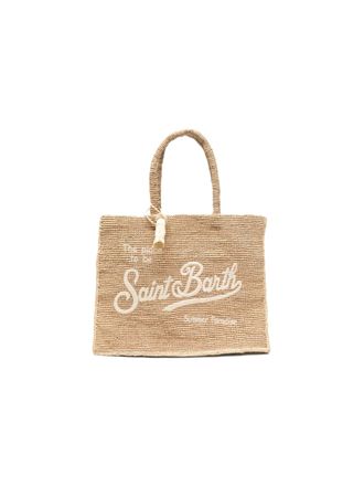 MC2 Saint Barth Rectangular Woven Tote Bag with Cursive Logo