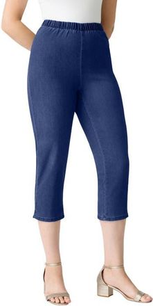 Roaman's Plus Size Comfort Stretch Bermuda Jean Short in Dark Wash Sanded at Nordstrom, Size 30