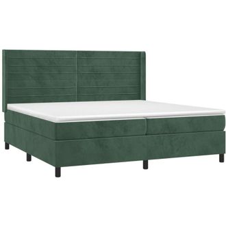 vidaXL Cama Box Spring Colch&oacute;n Y Led Terciopelo Verde Oscuro 200x200cm Vidaxl