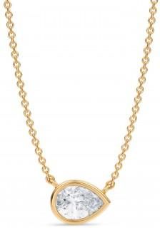 Allurez Pear Lab Diamond Solitaire Pendant Necklace 14K Yellow Gold (0.75ct)