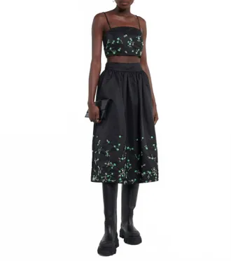 Ganni Beaded Midi Skirt In Black