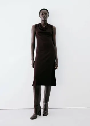 Mango Vestito midi drappeggiato bordeaux - Donna - XS - MANGO