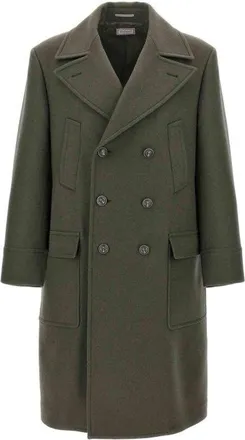 Brunello Cucinelli Military Green Double-Breasted Overcoat, Brand Size 52 (US Size 42)