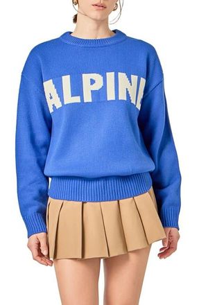 English Factory Statement Sweater in Royal Blue/White at Nordstrom, Size X-Small