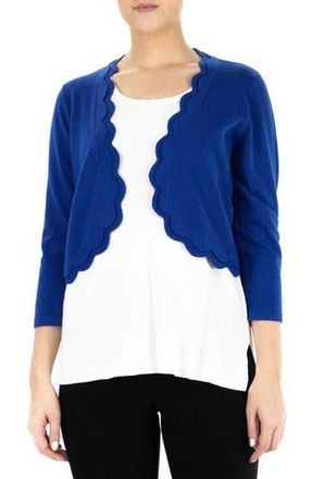 Nina Leonard Scalloped Bolero Shrug Sweater in Cobalt at Nordstrom Rack, Size Medium