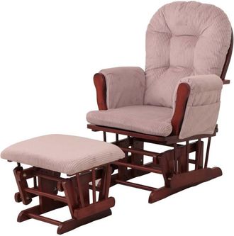 Hhg Nunca Usado] Sill&oacute;n Relax Hhg 021, Sill&oacute;n Mecedora Mecedora Con Taburete Tejido Cuerda 320g/m&sup2; Oeko-tex, Rosa Oscuro Armaz&oacute;n