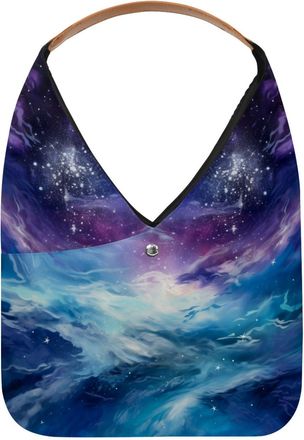 Generic Charming Dreamy Space Starry Sky Universe Reusable Lightweight Grocery Bags - Foldable Into Compact Pouch, Washable & Sturdy, Multipurpose for Shoppin