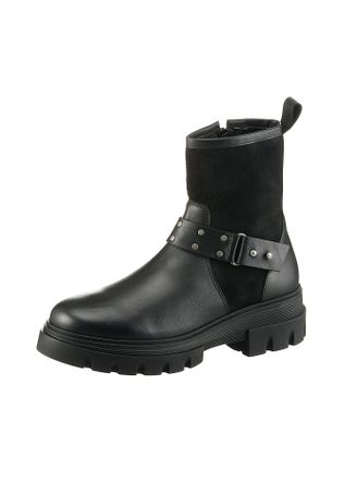 Heine Stiefelette HEINE, Damen, Gr. 37, schwarz, Glattleder, Leder, Rindsleder, Textil, Schuhe Stiefelette