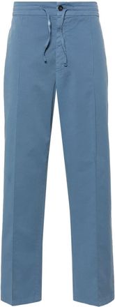 Canali drawstring-waist straight-leg trousers - men - Cotton/Elastane - 48 - Blue