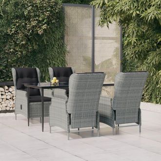 vidaXL Juego De Comedor De Jard&iacute;n 5 Piezas Rat&aacute;n Sint&eacute;tico Gris Claro Vidaxl