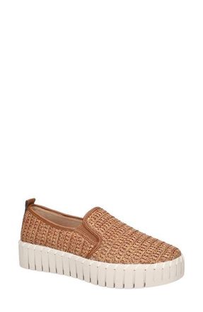 Easy Street Peppy Slip-On Platform Sneaker in Tan Woven at Nordstrom, Size 5.5
