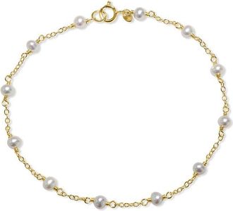 Jewelmak 14K Silver Grey Pearl & Pearl Bracelet