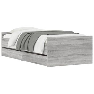 Berkfield Home Modern Bed Frame with Drawers without Mattress Grey Sonoma 90x200 cm