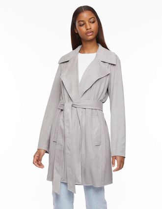 Bernardo VEGAN SUEDE STRETCH BELTED WRAP JACKET