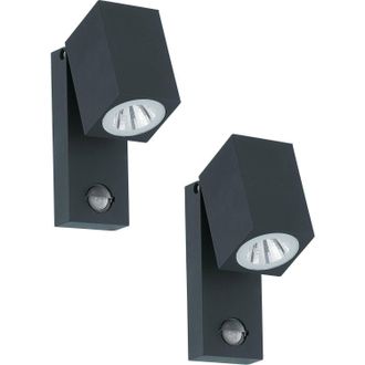 Loops 2 PACK IP44 Outdoor Wall Light & PIR Sensor Anthracite Aluminium 5W LED