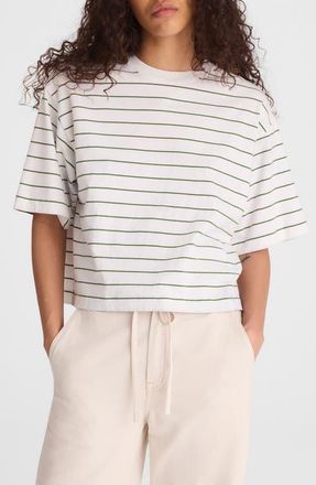 Madewell The Boxy Crop Jersey T-Shirt in French Stripe Knits at Nordstrom, Size Xx-Small
