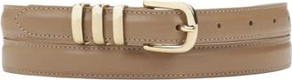 Kazar Leren smalle riem in taupe kleur - Dames - Riemen - Beige - 90 CM - Leer - Accessoires