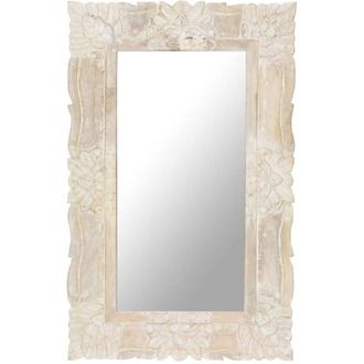 vidaXL vidaXL Specchio Bianco 80x50 cm in Legno Massello di Mango