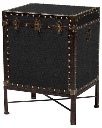 Baxton Studio Laura Vintage Canvas Lift-Top Trunk End Table
