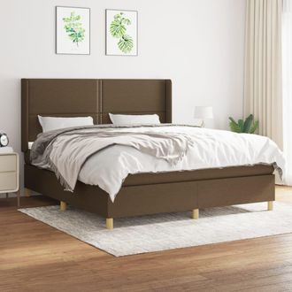 vidaXL Vidaxl - Cama Box Spring Con Colch&oacute;n Tela Marr&oacute;n Oscuro 180x200 Cm