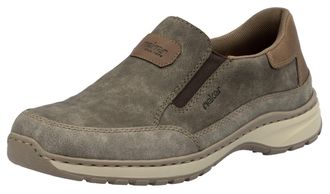 Rieker Slipper RIEKER, Herren, Gr. 40, grau (taupe, braun), Lederimitat, Basic, Schuhe Slipper, Slip-on-Sneaker, Freizeitschuh, Halbschuh mit Gummizug