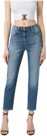 Elisabetta Franchi Jeans, Dames, Blauw, W27, Katoen, Pj 07N 192 Slim Jeans